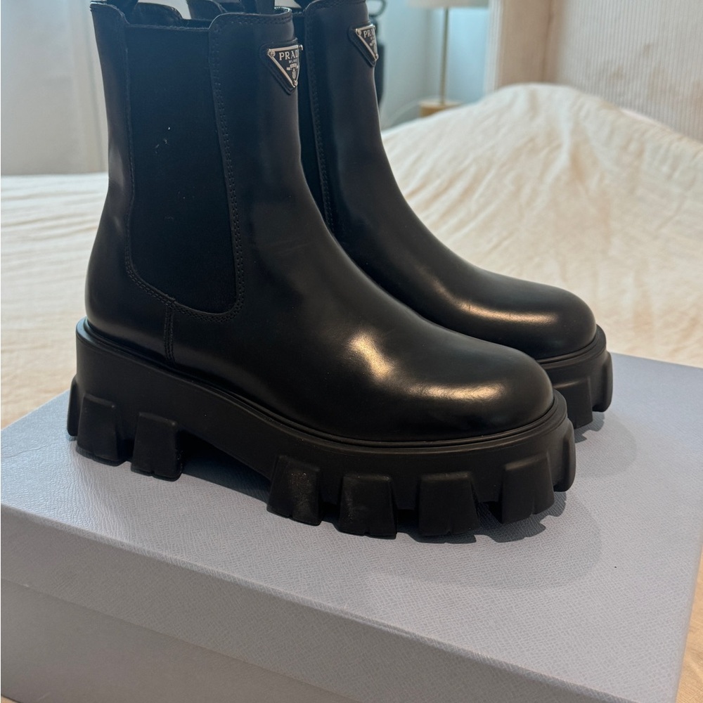 Prada Black Ankle Boots with Chunky Sole- Worn once!
